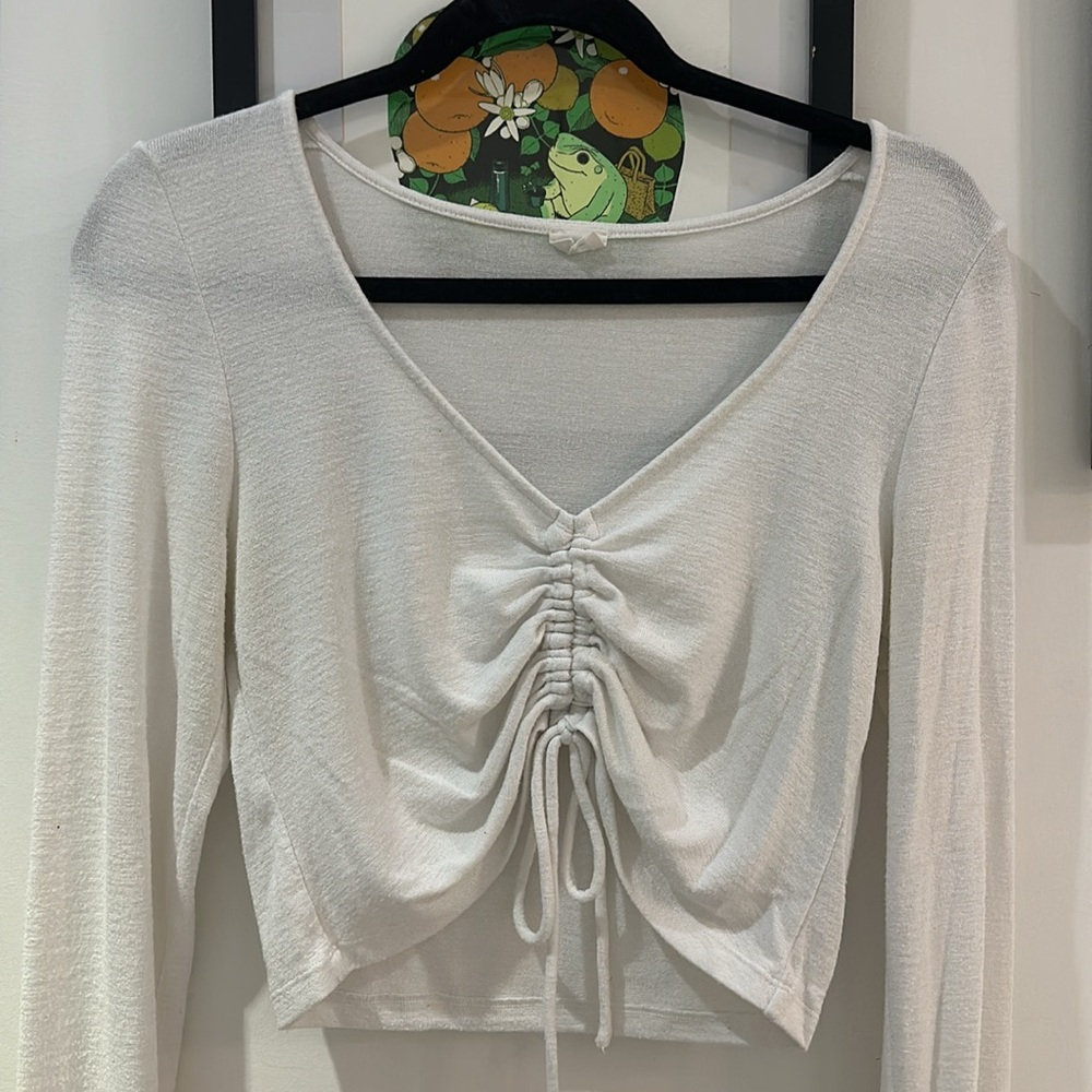 White scrunched Wilfred Free sweater